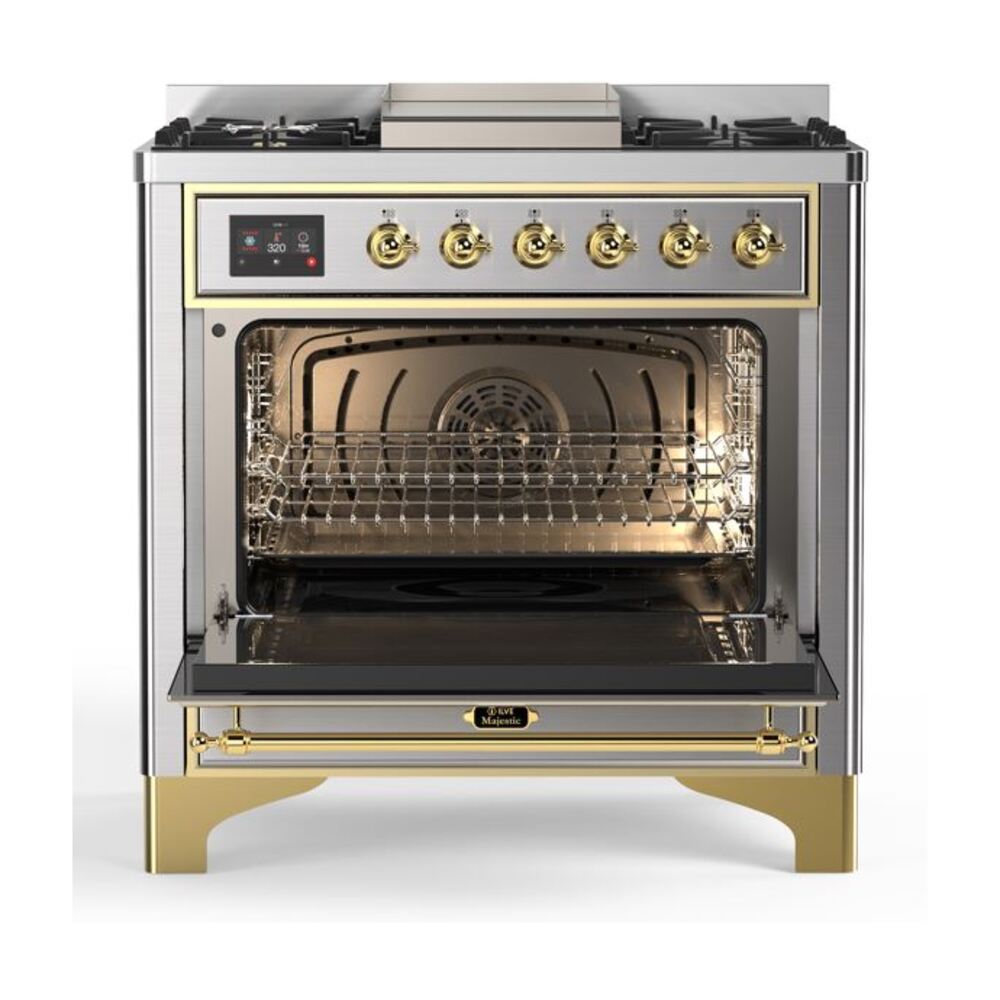 ILVE UM09F Majestic II 36 inch Dual Fuel Range with 6 Burners, Griddle