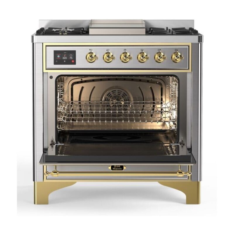 ILVE UM09F Majestic II 36 inch Dual Fuel Range with 6 Burners, Griddle