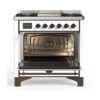 ILVE UM09F Majestic II 36 inch Dual Fuel Range with 6 Burners, Griddle
