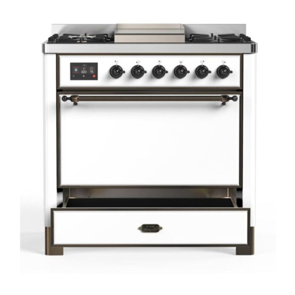ILVE UM09F Majestic II 36 inch Dual Fuel Range with 6 Burners, Griddle