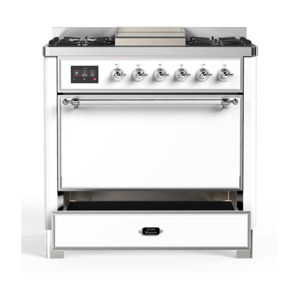 ILVE UM09F Majestic II 36 inch Dual Fuel Range with 6 Burners, Griddle
