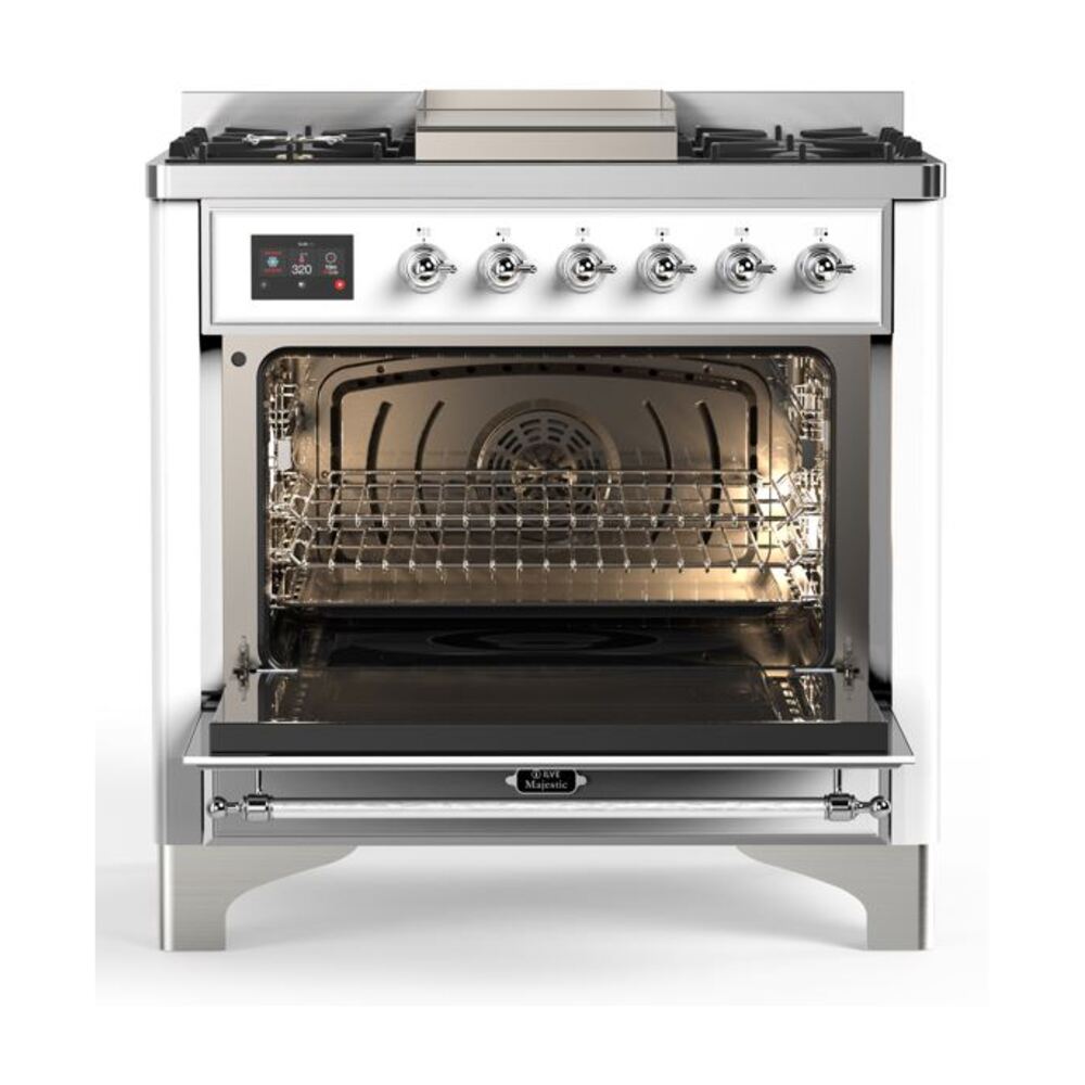 ILVE UM09F Majestic II 36 inch Dual Fuel Range with 6 Burners, Griddle