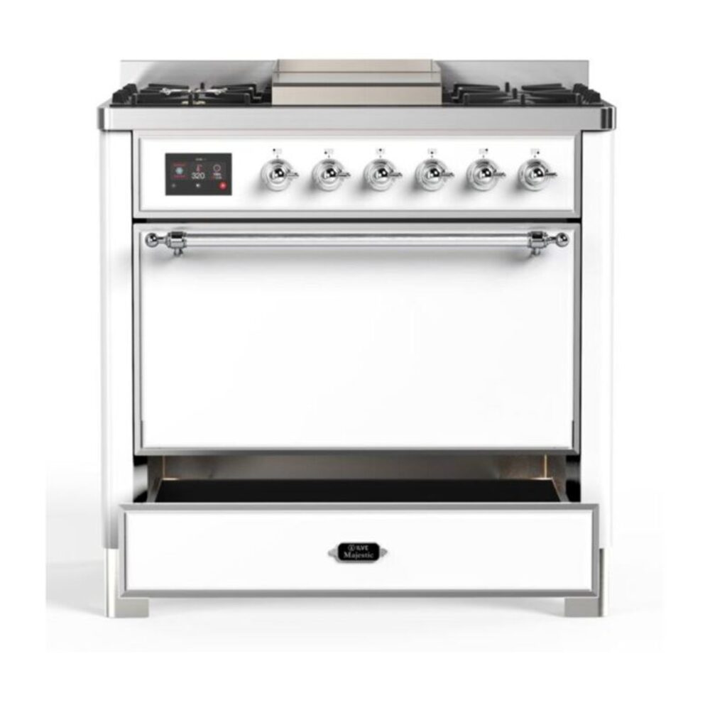 ILVE UM09F Majestic II 36 inch Dual Fuel Range with 6 Burners, Griddle