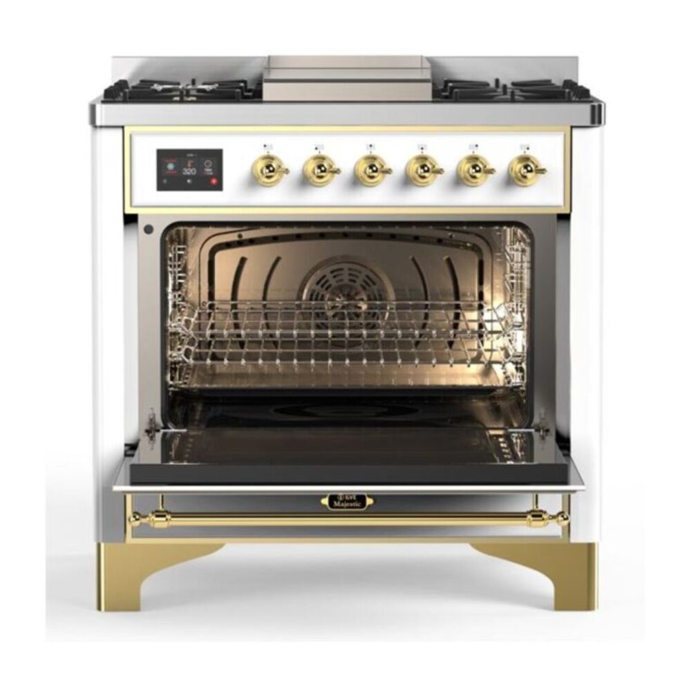 ILVE UM09F Majestic II 36 inch Dual Fuel Range with 6 Burners, Griddle