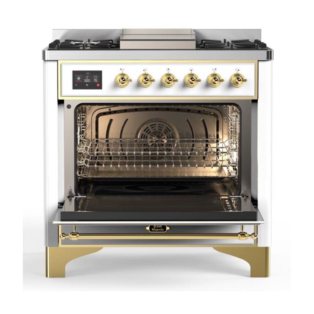 ILVE UM09F Majestic II 36 inch Dual Fuel Range with 6 Burners, Griddle