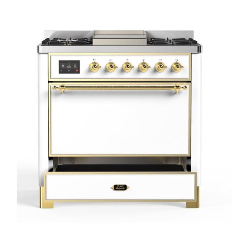 ILVE UM09F Majestic II 36 inch Dual Fuel Range with 6 Burners, Griddle