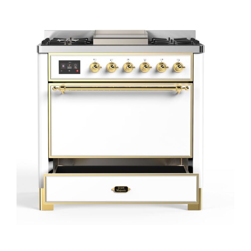 ILVE UM09F Majestic II 36 inch Dual Fuel Range with 6 Burners, Griddle