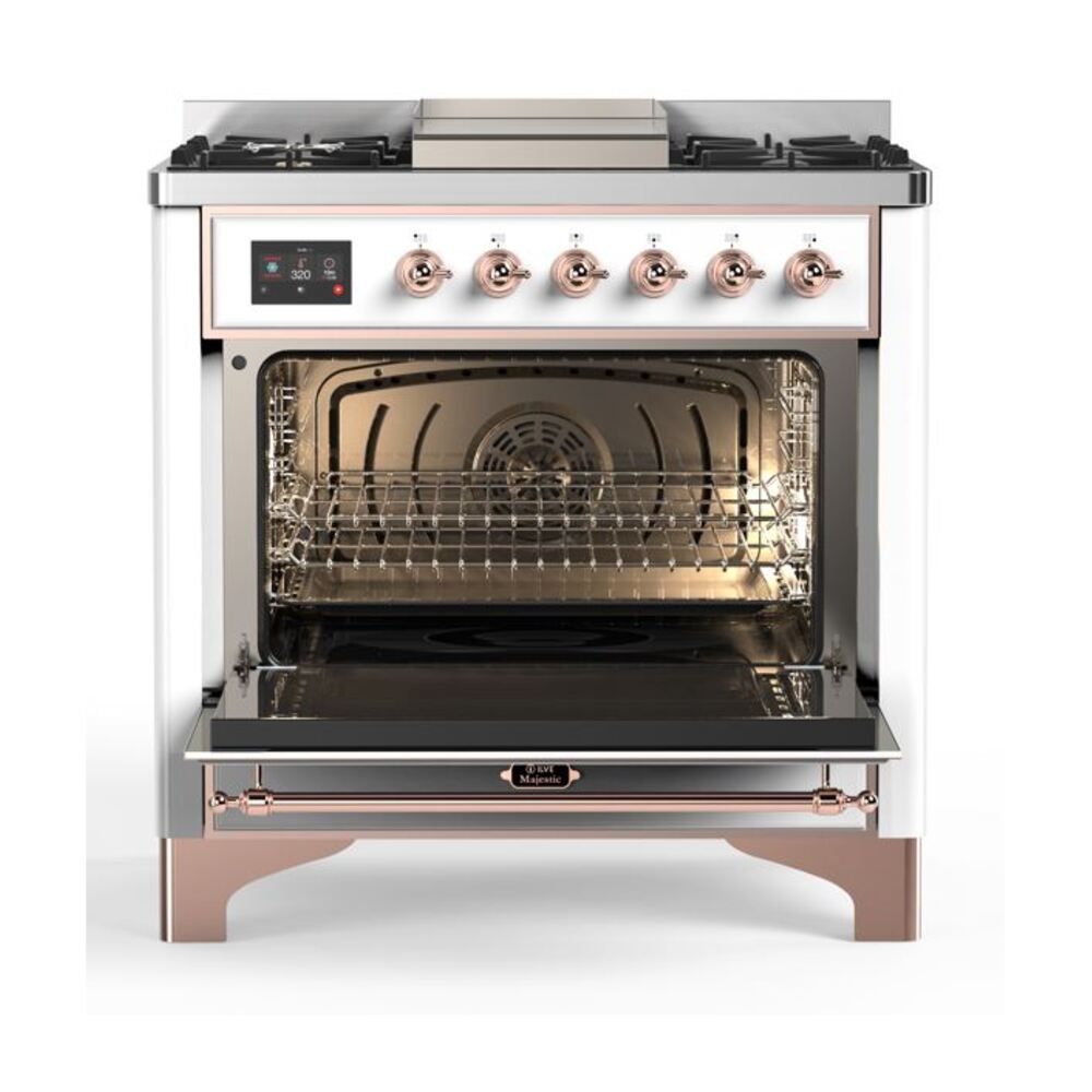 ILVE UM09F Majestic II 36 inch Dual Fuel Range with 6 Burners, Griddle