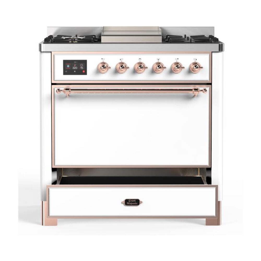 ILVE UM09F Majestic II 36 inch Dual Fuel Range with 6 Burners, Griddle