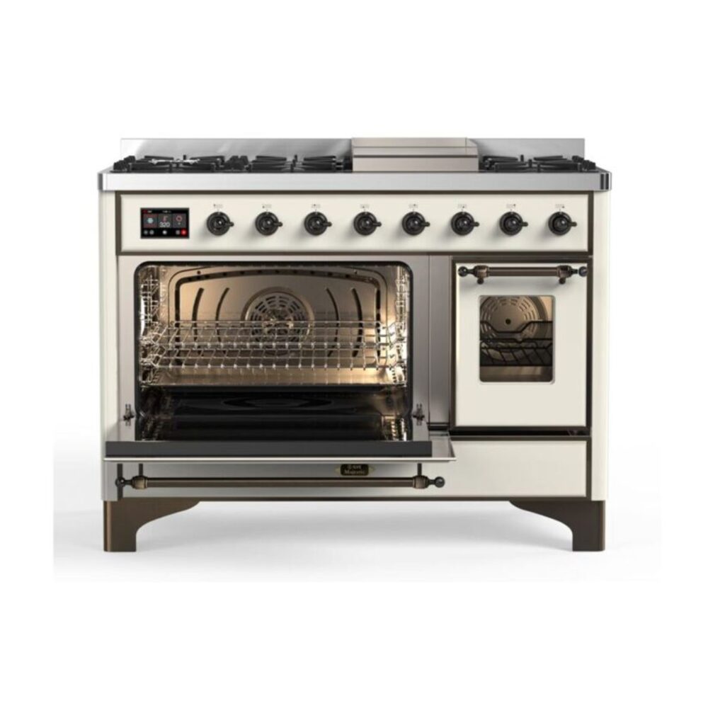 ILVE_UM12FDNS3AWBLP_Majestic_II_48"_Dual_Fuel_Range_Top_Angle