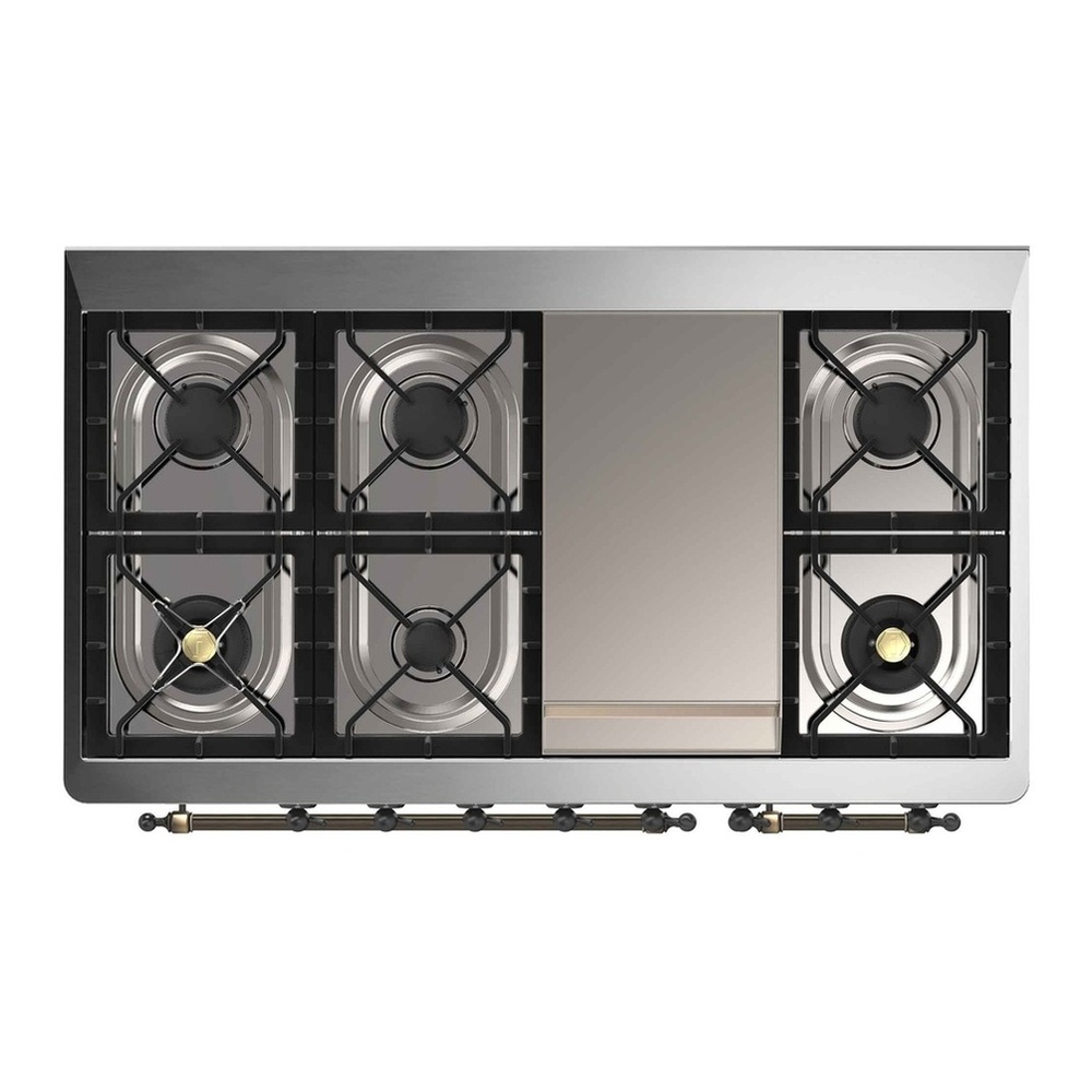 ILVE UM12FDNS3AWB Majestic II 48 inch Dual Fuel Range with 8 Black Brass Burners, Griddle (Natural Gas, Triple Glass Door, Antique White, Burnished) 13 ILVE UM12F Majestic II 48 inch Dual Fuel Range with 8 Burners, Griddle