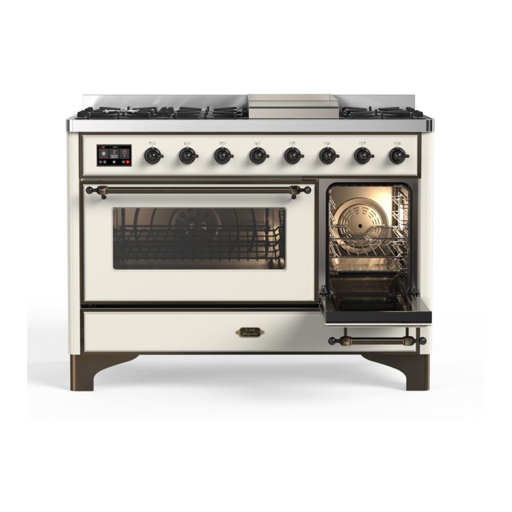ILVE UM12F Majestic II 48 inch Dual Fuel Range with 8 Burners, Griddle