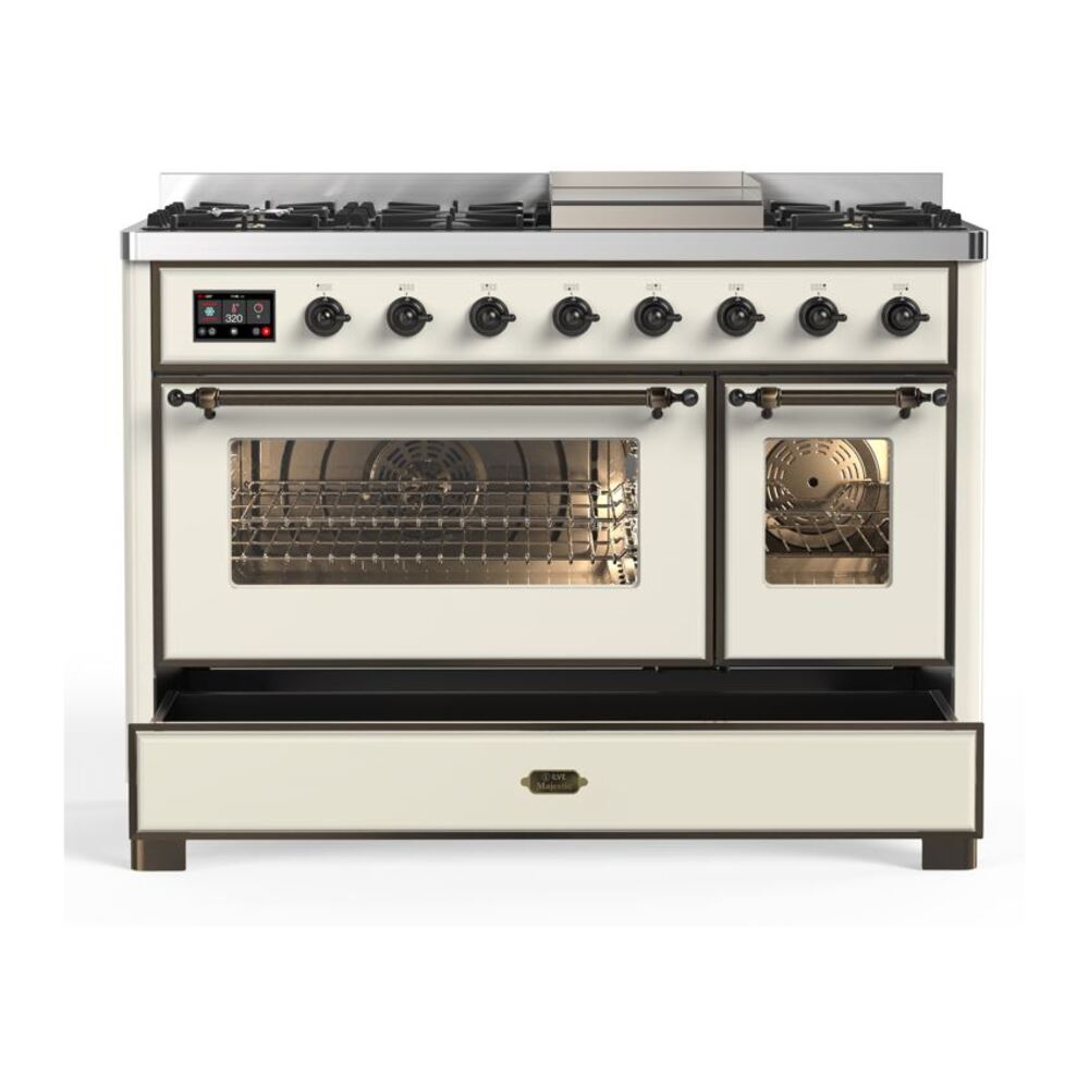 ILVE UM12F Majestic II 48 inch Dual Fuel Range with 8 Burners, Griddle