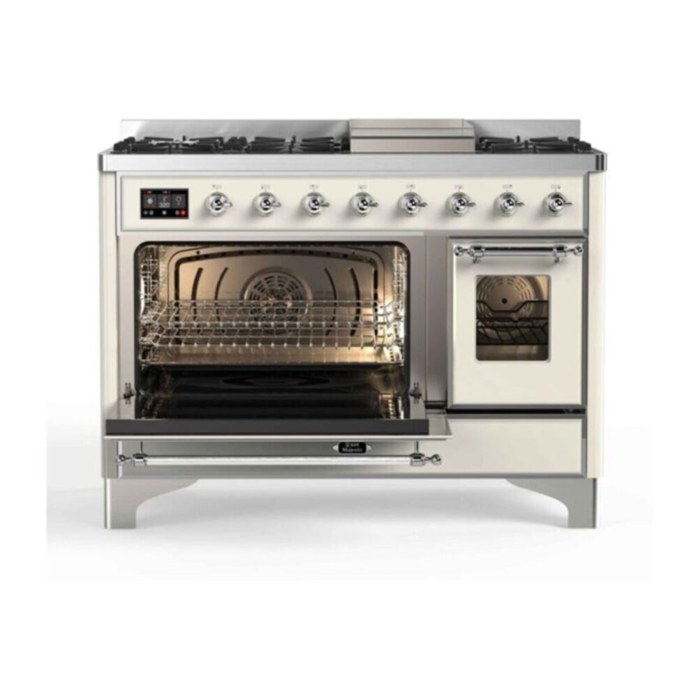 ILVE_UM12FDNS3AWCLP_Majestic_II_48"_Dual_Fuel_Range_Top_Angle