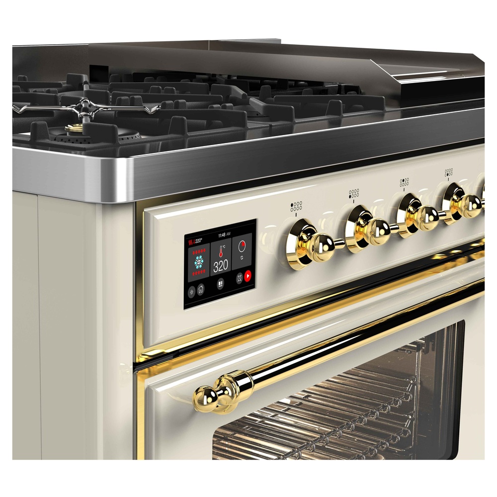 ILVE UM12F Majestic II 48 inch Dual Fuel Range with 8 Burners, Griddle