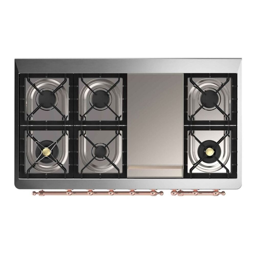 ILVE UM12FDNS3AWP Majestic II 48 inch Dual Fuel Range with 8 Black Brass Burners, Griddle (Natural Gas, Triple Glass Door, Antique White, Copper) 10 ILVE UM12F Majestic II 48 inch Dual Fuel Range with 8 Burners, Griddle