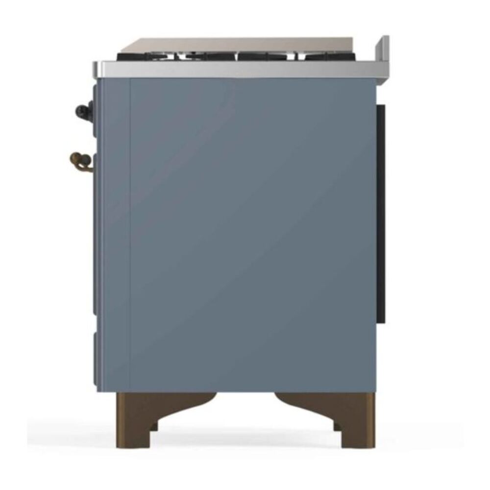 ILVE UM12FDNS3BGBLP Majestic II 48 inch Dual Fuel Range with 8 Black Brass Burners, Griddle (Liquid Propane, Triple Glass Door, Blue Grey, Burnished) 16 ILVE_UM12FDNS3BGBLP_Majestic_II_48"_Dual_Fuel_Range_right_side