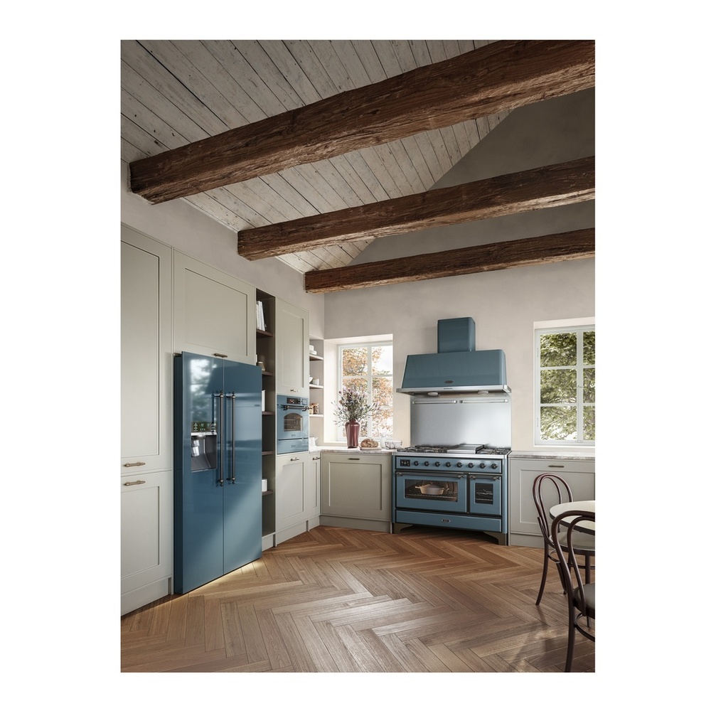 ILVE UM12FDNS3BGBLP Majestic II 48 inch Dual Fuel Range with 8 Black Brass Burners, Griddle (Liquid Propane, Triple Glass Door, Blue Grey, Burnished) 8 ILVE Majestic II 48" UM12FDNS3BGBLP Dual Fuel Range, Lifestyle