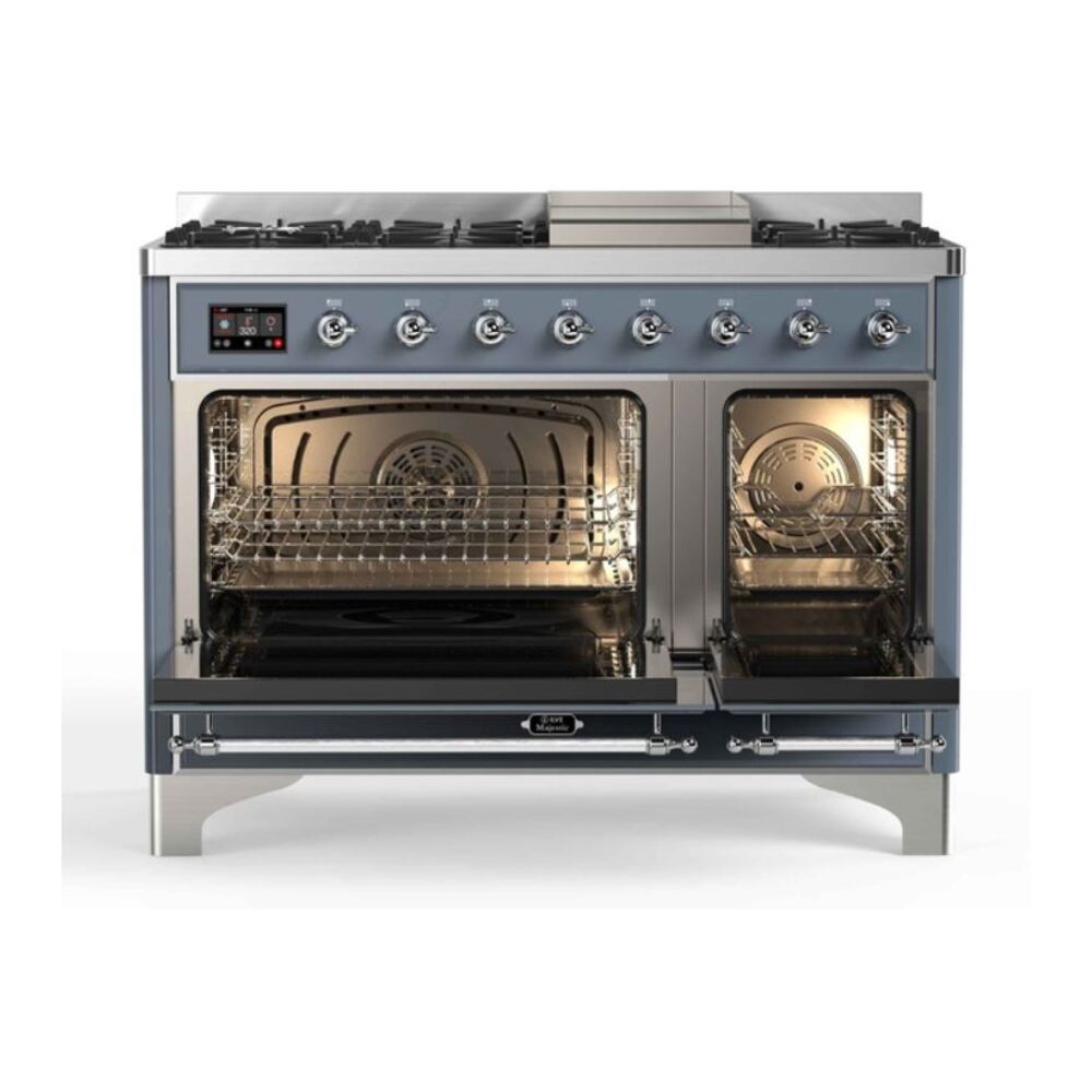 ILVE_UM12FDNS3BGCLP_Majestic_II_48"_Dual_Fuel_Range_oven_opened