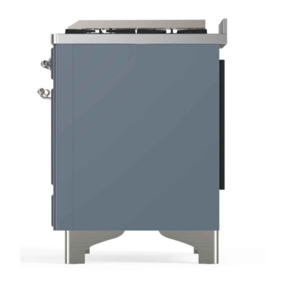 ILVE UM12FDNS3BGCLP Majestic II 48 inch Dual Fuel Range with 8 Black Brass Burners, Griddle (Liquid Propane, Triple Glass Door, Blue Grey, Chrome) 12 ILVE_UM12FDNS3BGCLP_Majestic_II_48"_Dual_Fuel_Range_right_side