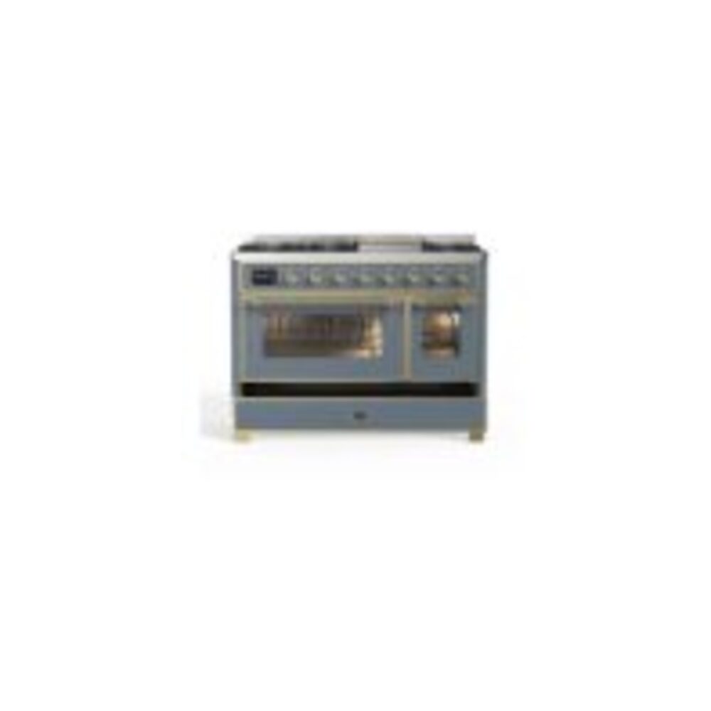 ILVE_UM12FDNS3BGG_Majestic_II_48"_Dual_Fuel_Range_drawer_opened
