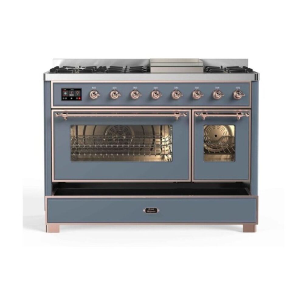 ILVE_UM12FDNS3BGP_Majestic_II_48"_Dual_Fuel_Range_drawer_opened