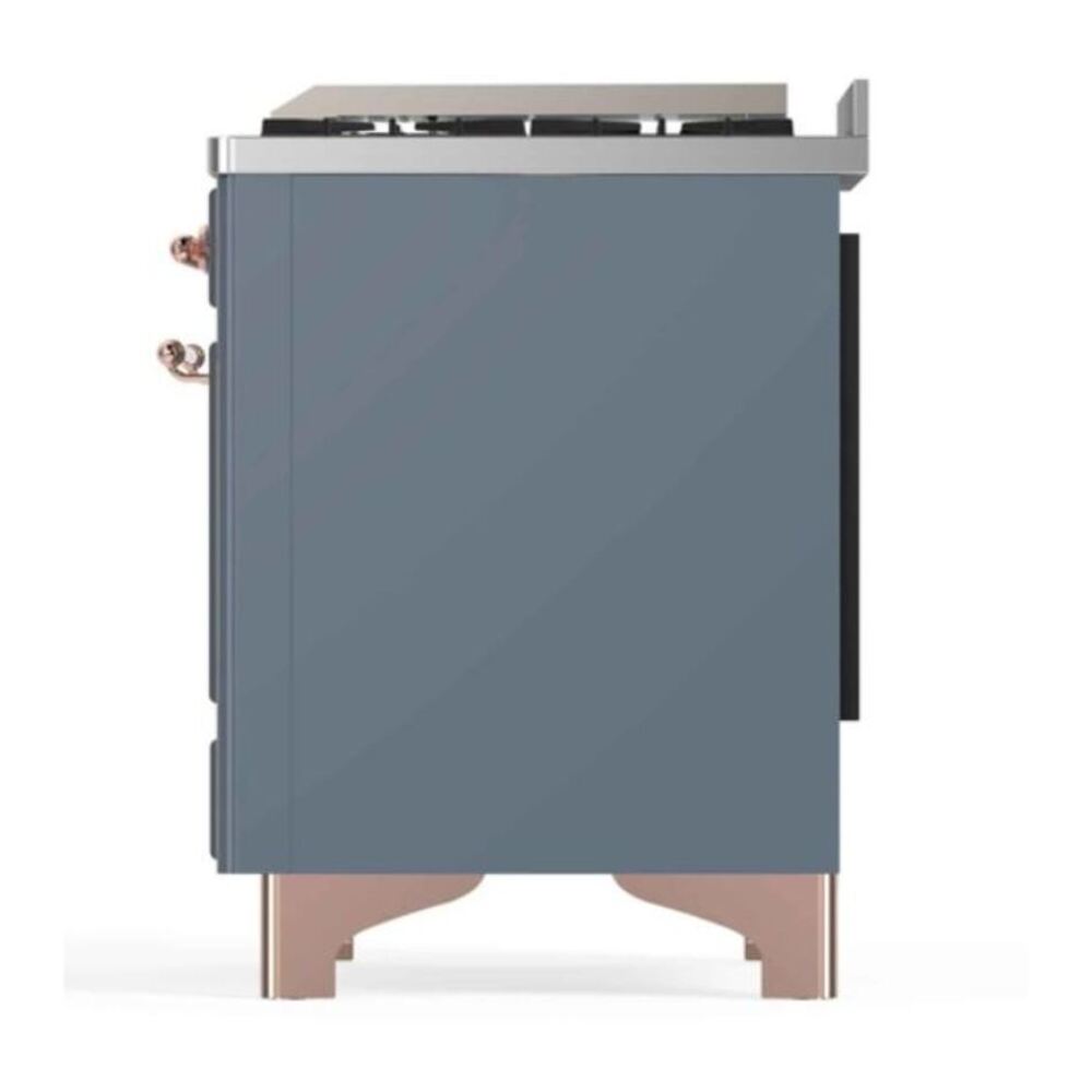 ILVE UM12FDNS3BGP Majestic II 48 inch Dual Fuel Range with 8 Black Brass Burners, Griddle (Natural Gas, Triple Glass Door, Blue Grey, Copper) 9 ILVE_UM12FDNS3BGP_Majestic_II_48"_Dual_Fuel_Range_right_side