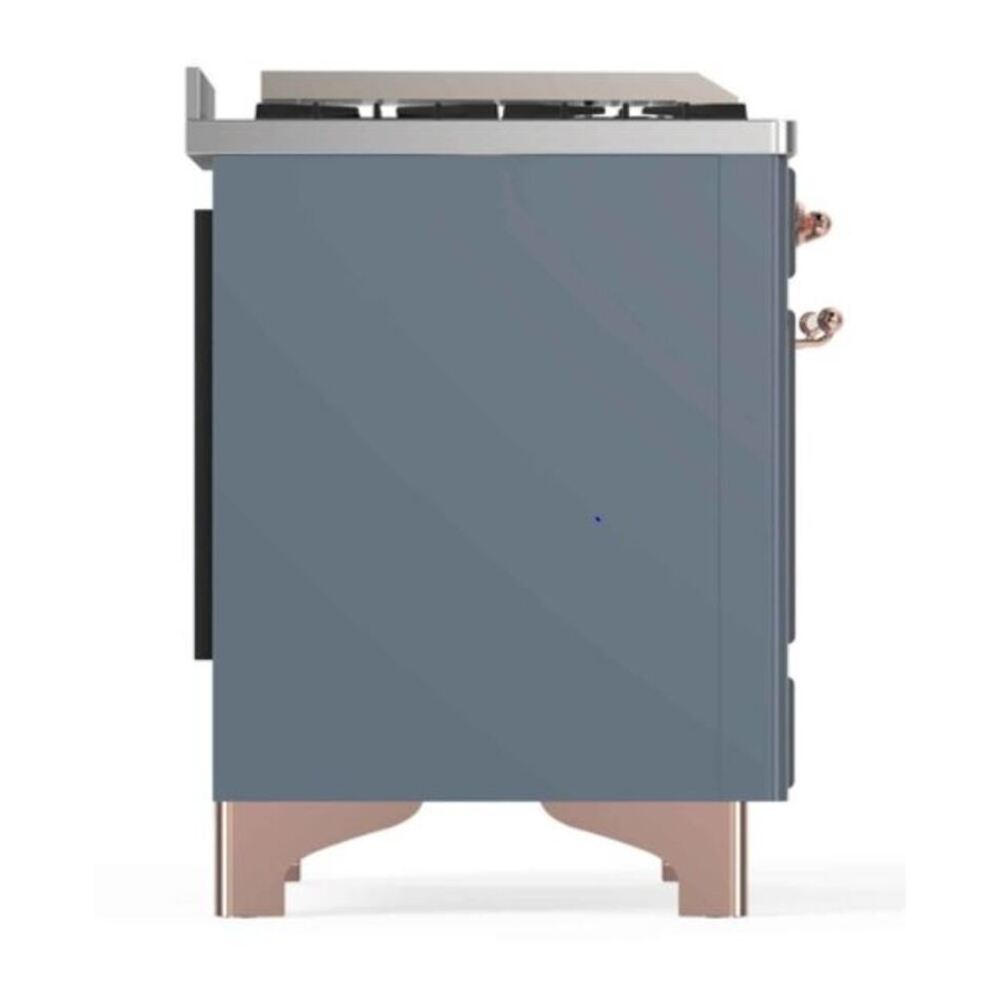 ILVE UM12FDNS3BGP Majestic II 48 inch Dual Fuel Range with 8 Black Brass Burners, Griddle (Natural Gas, Triple Glass Door, Blue Grey, Copper) 8 ILVE_UM12FDNS3BGP_Majestic_II_48"_Dual_Fuel_Range_left_side