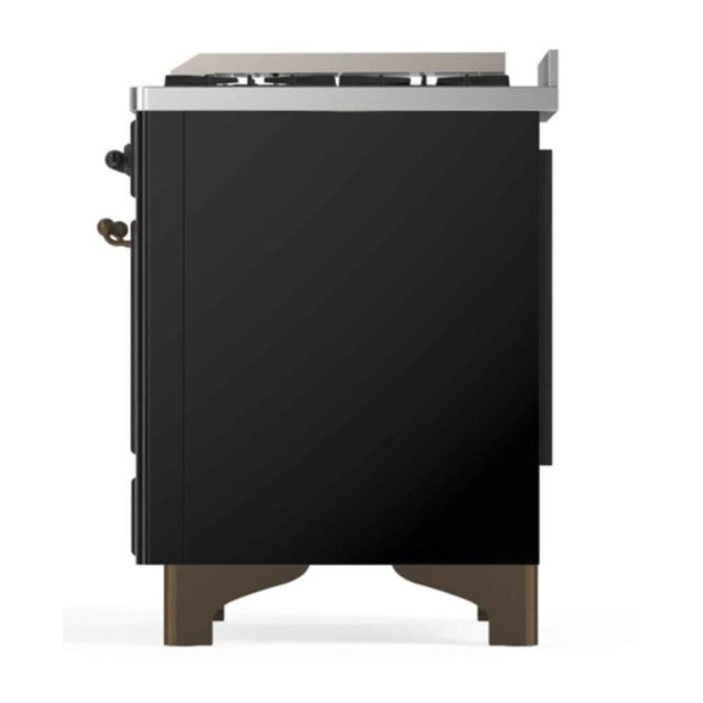 ILVE UM12FDNS3BKB Majestic II 48 inch Dual Fuel Range with 8 Black Brass Burners, Griddle (Natural Gas, Triple Glass Door, Glossy Black, Burnished) 13 ILVE_UM12FDNS3BKB_Majestic_II_right_side