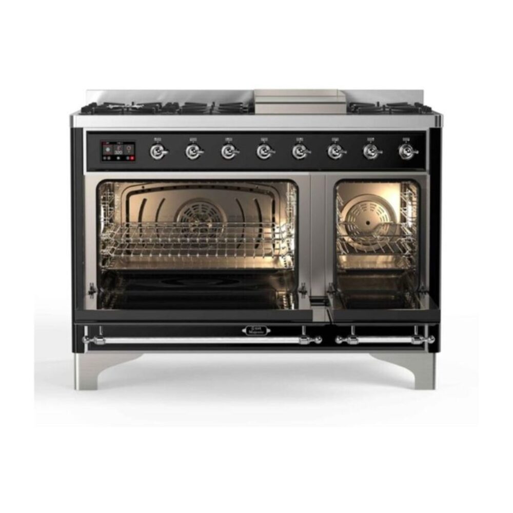 ILVE_UM12FDNS3BKCLP_Majestic_II_48"_Dual_Fuel_Range_oven_opened
