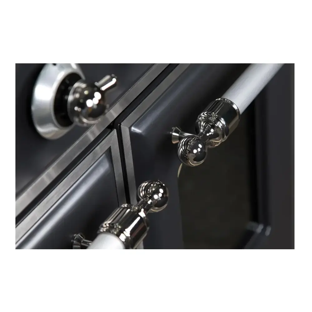 ILVE UM12FDNS3BKCLP Majestic II 48 inch Dual Fuel Range with 8 Black Brass Burners, Griddle (Liquid Propane, Triple Glass Door, Glossy Black, Chrome) 12 ILVE_UM12FDNS3BKCLP_Majestic_II_40"_Dual_Fuel_Range_details