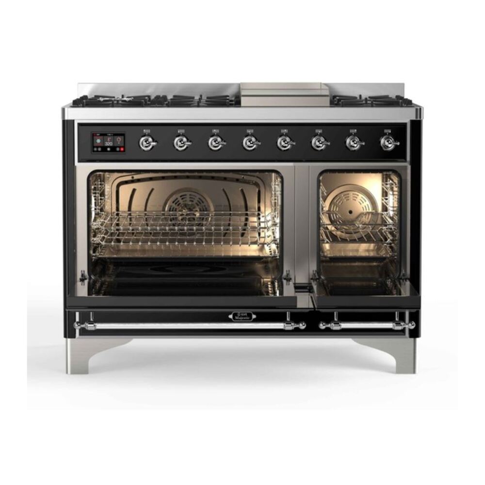 ILVE_UM12FDNS3BKC_Majestic_II_48"_Dual_Fuel_Range_oven_opened