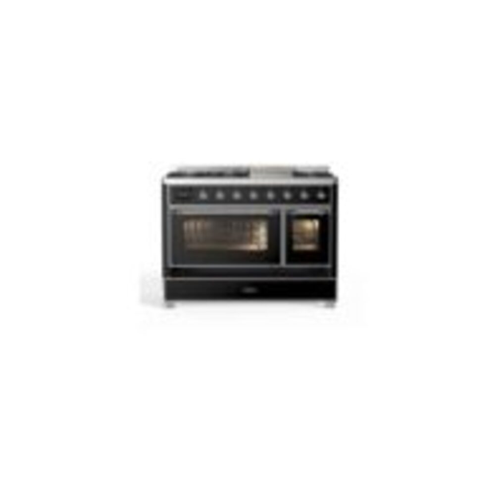 ILVE_UM12FDNS3BKC_Majestic_II_48"_Dual_Fuel_Range_drawer_opened