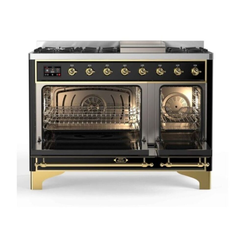 ILVE_UM12FDNS3BKGLP_Majestic_II_48"_Dual_Fuel_Range_oven_opened