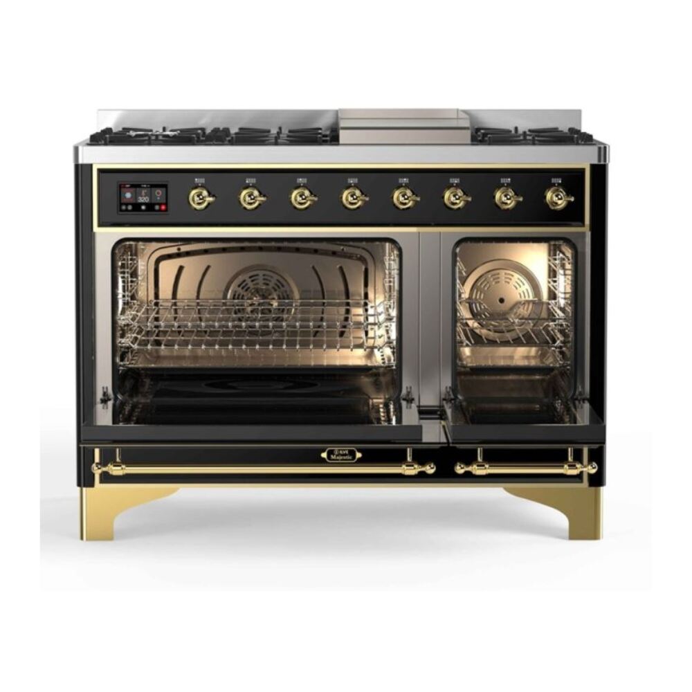 ILVE_UM12FDNS3BKGLP_Majestic_II_48"_Dual_Fuel_Range_oven_opened