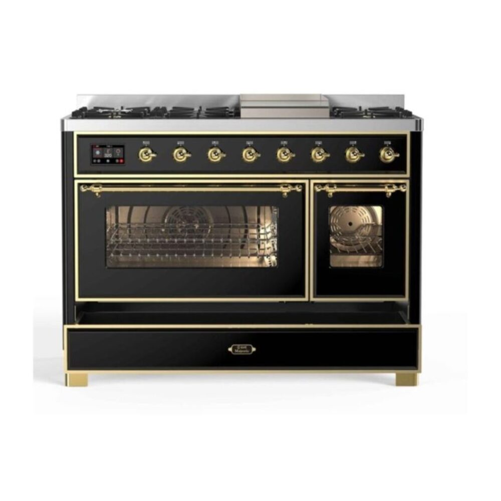 ILVE_UM12FDNS3BKGLP_Majestic_II_48"_Dual_Fuel_Range_drawer_opened