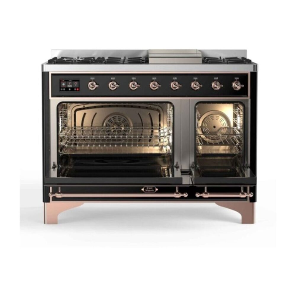 ILVE_UM12FDNS3BKPLP_Majestic_II_48"_Dual_Fuel_Range_Top_Angle