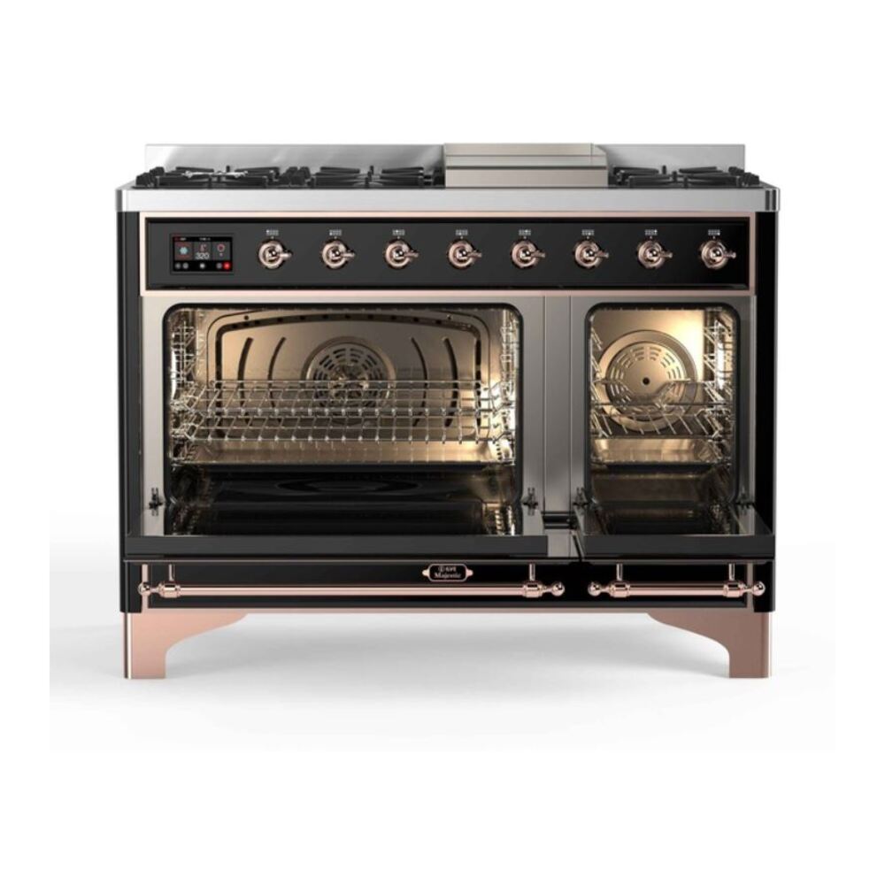 ILVE_UM12FDNS3BKPLP_Majestic_II_48"_Dual_Fuel_Range_Top_Angle