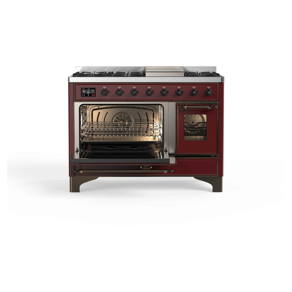 ILVE UM12F Majestic II 48 inch Dual Fuel Range with 8 Burners, Griddle