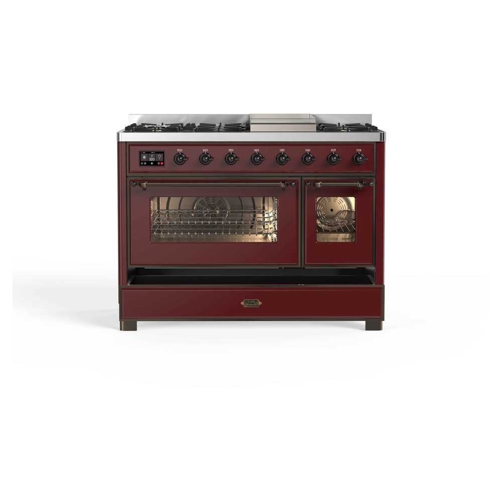 ILVE UM12F Majestic II 48 inch Dual Fuel Range with 8 Burners, Griddle