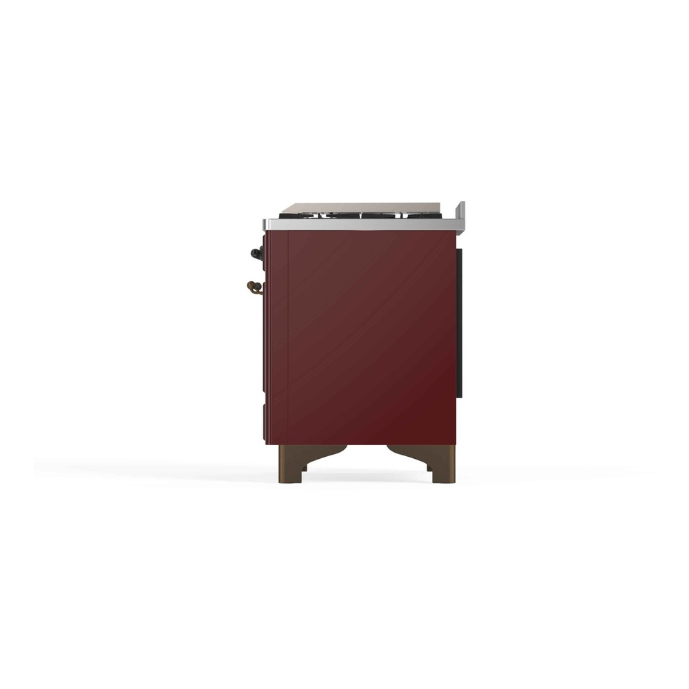ILVE UM12FDNS3BUBLP Majestic II 48 inch Dual Fuel Range with 8 Black Brass Burners, Griddle (Liquid Propane, Triple Glass Door, Burgundy, Burnished) 13 ILVE_UM12FDNS3BUB_Majestic_II_right_side