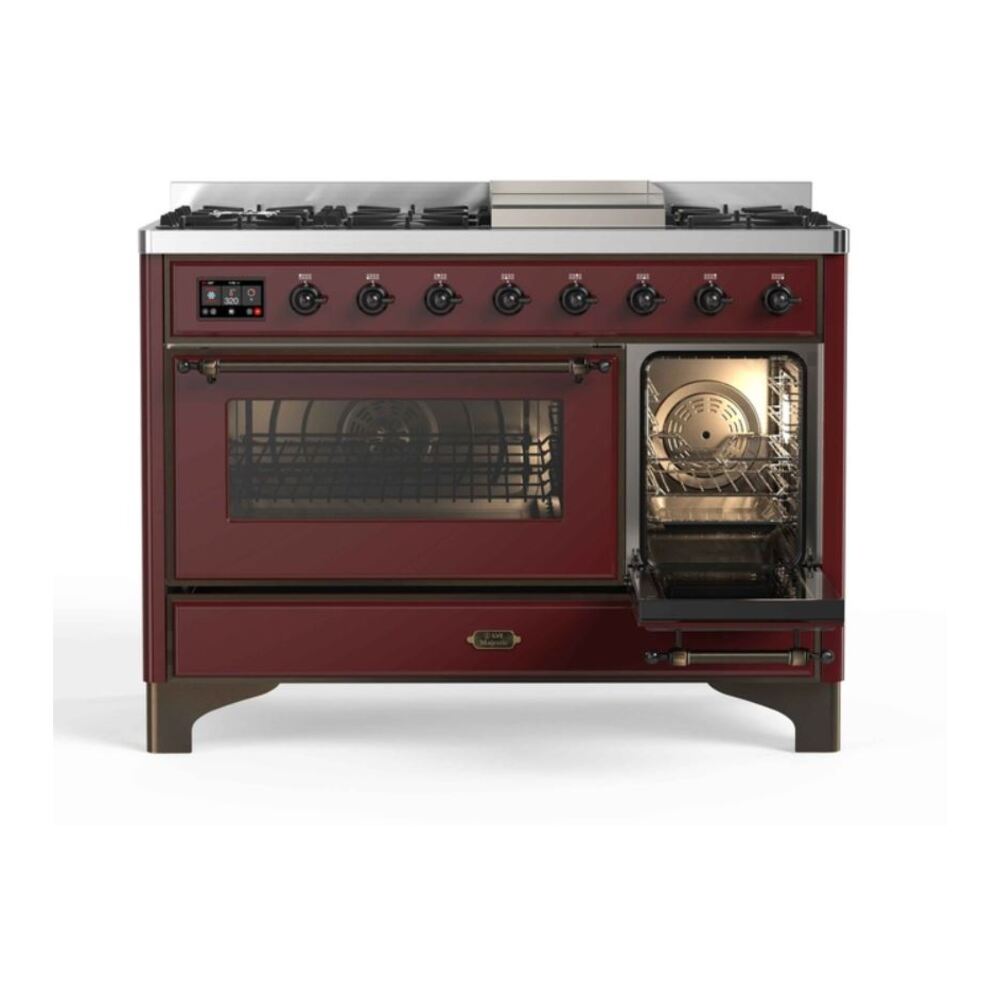 ILVE UM12F Majestic II 48 inch Dual Fuel Range with 8 Burners, Griddle