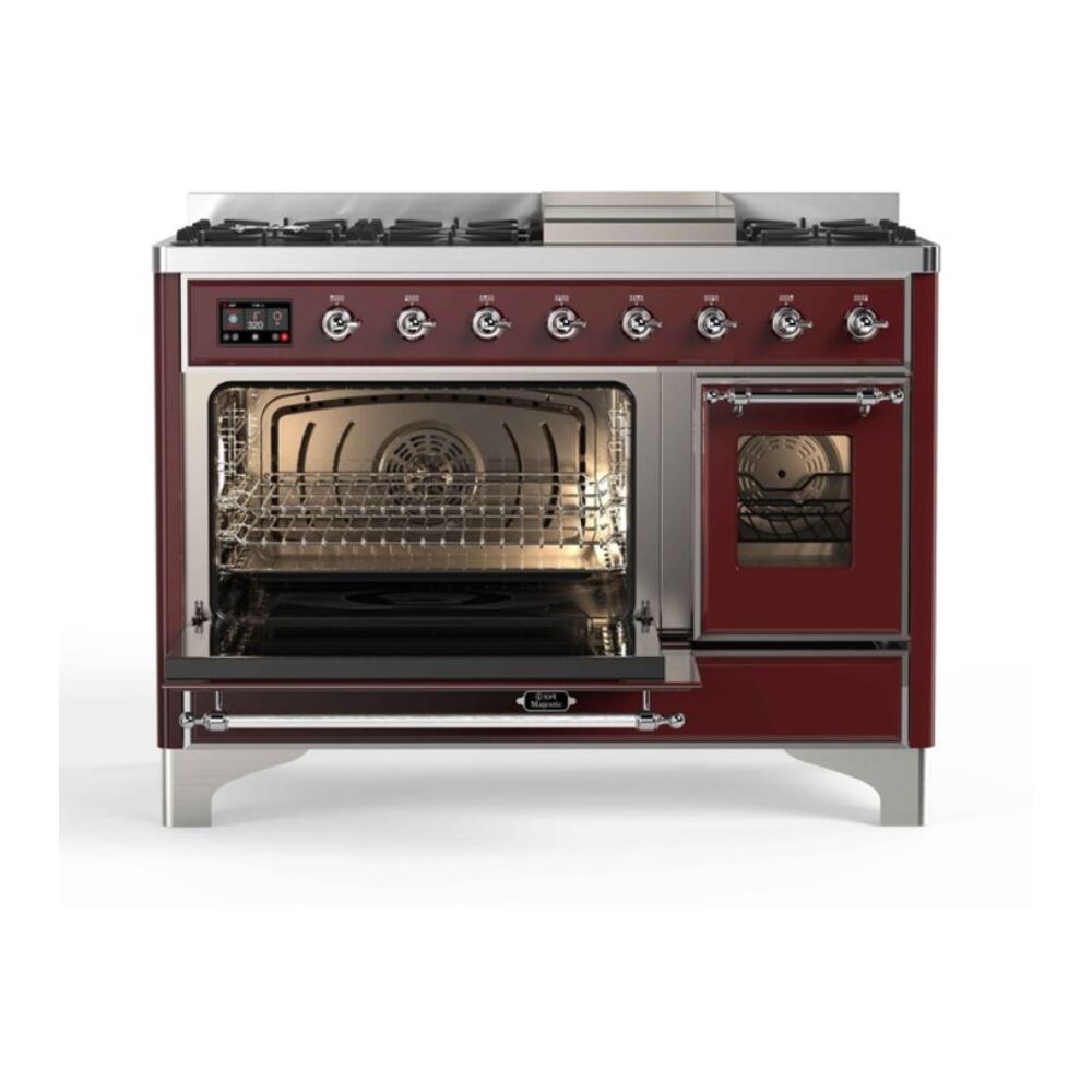 ILVE UM12F Majestic II 48 inch Dual Fuel Range with 8 Burners, Griddle