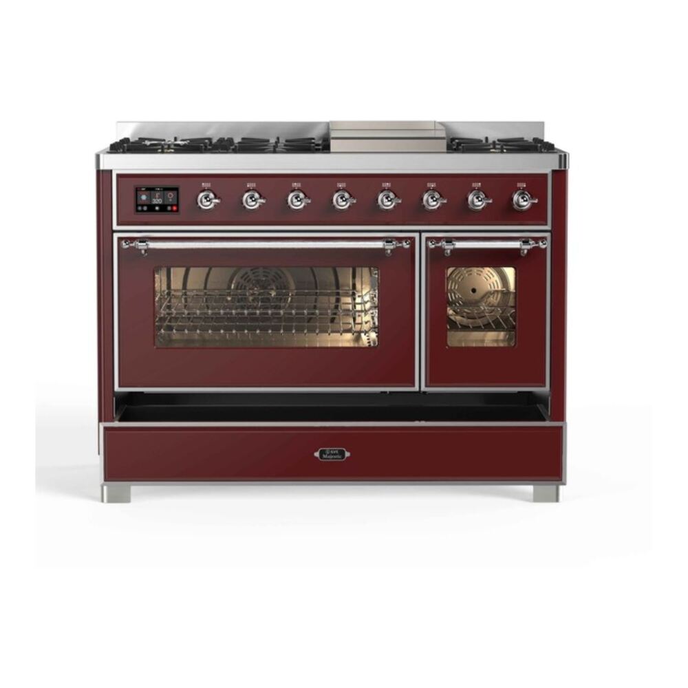 ILVE UM12F Majestic II 48 inch Dual Fuel Range with 8 Burners, Griddle