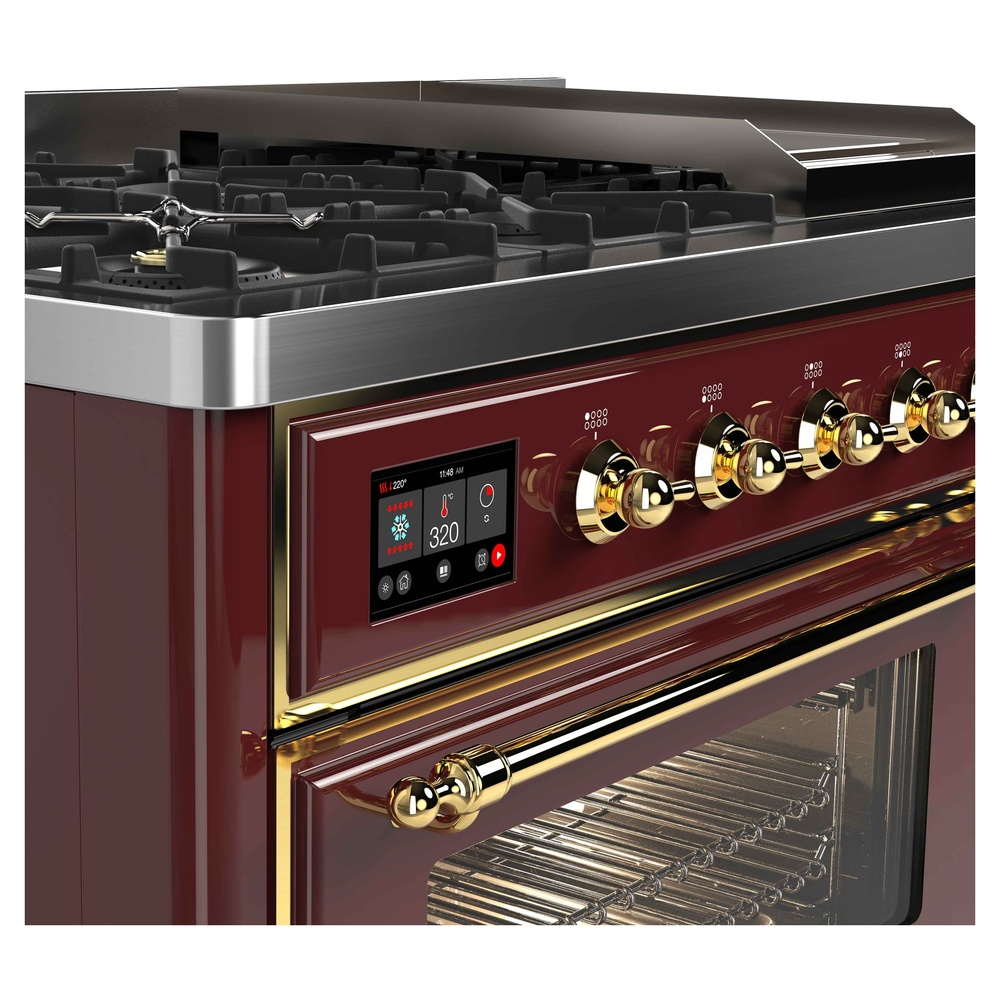 ILVE UM12F Majestic II 48 inch Dual Fuel Range with 8 Burners, Griddle