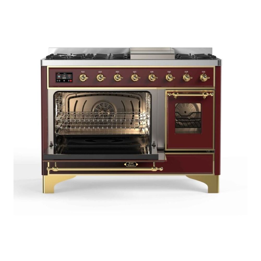 ILVE UM12F Majestic II 48 inch Dual Fuel Range with 8 Burners, Griddle