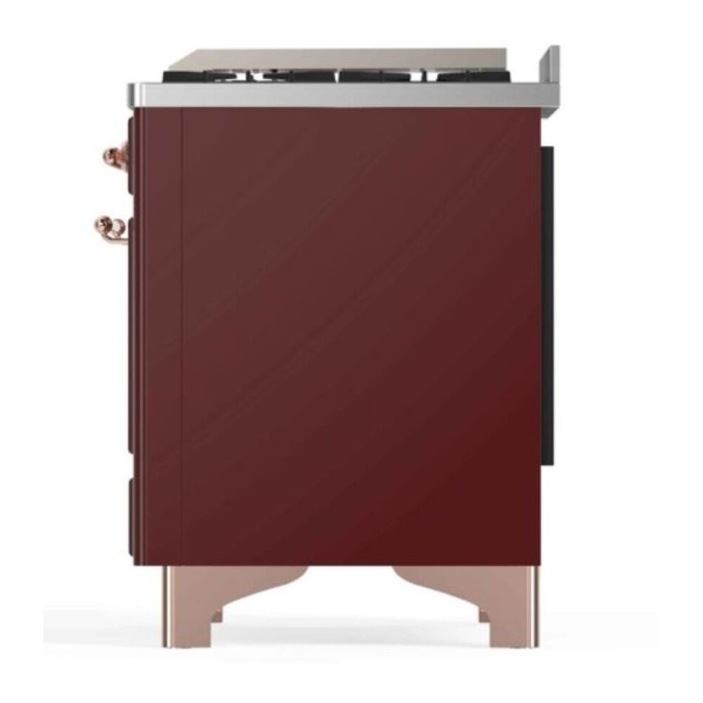ILVE UM12FDNS3BUP Majestic II 48 inch Dual Fuel Range with 8 Black Brass Burners, Griddle (Natural Gas, Triple Glass Door, Burgundy, Copper) 12 ILVE_UM12FDNS3BUP_Majestic_II_48"_Dual_Fuel_Range_Right_Angle