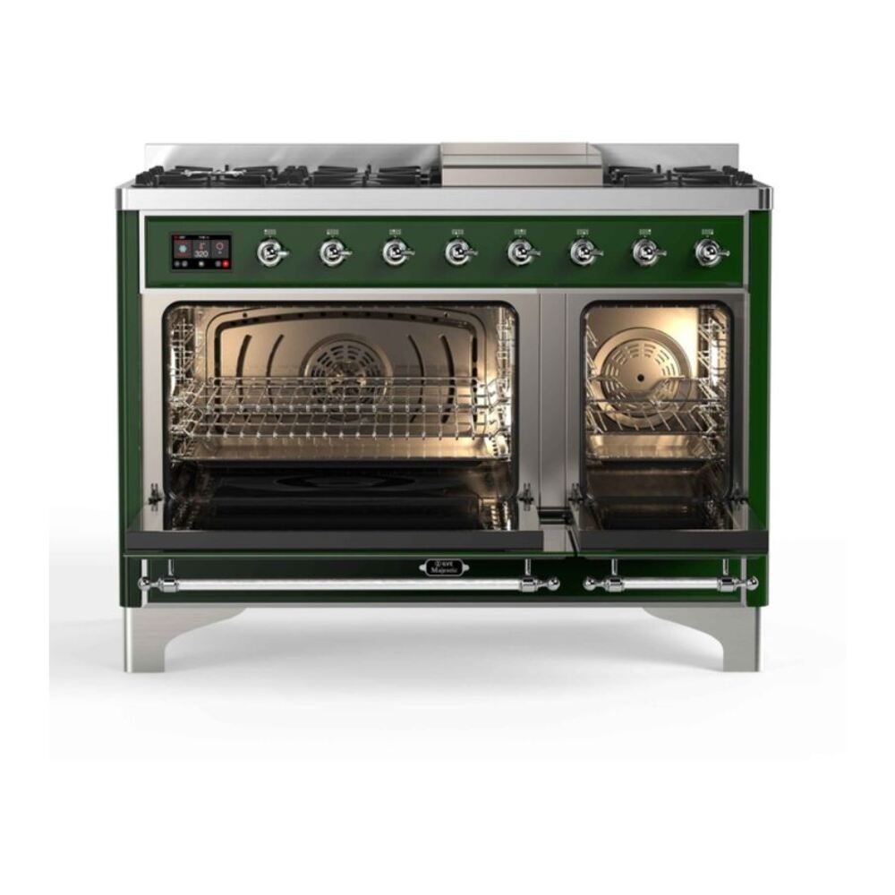 ILVE_UM12FDNS3EGCLP_Majestic_II_48"_Dual_Fuel_Range_Top_Angle