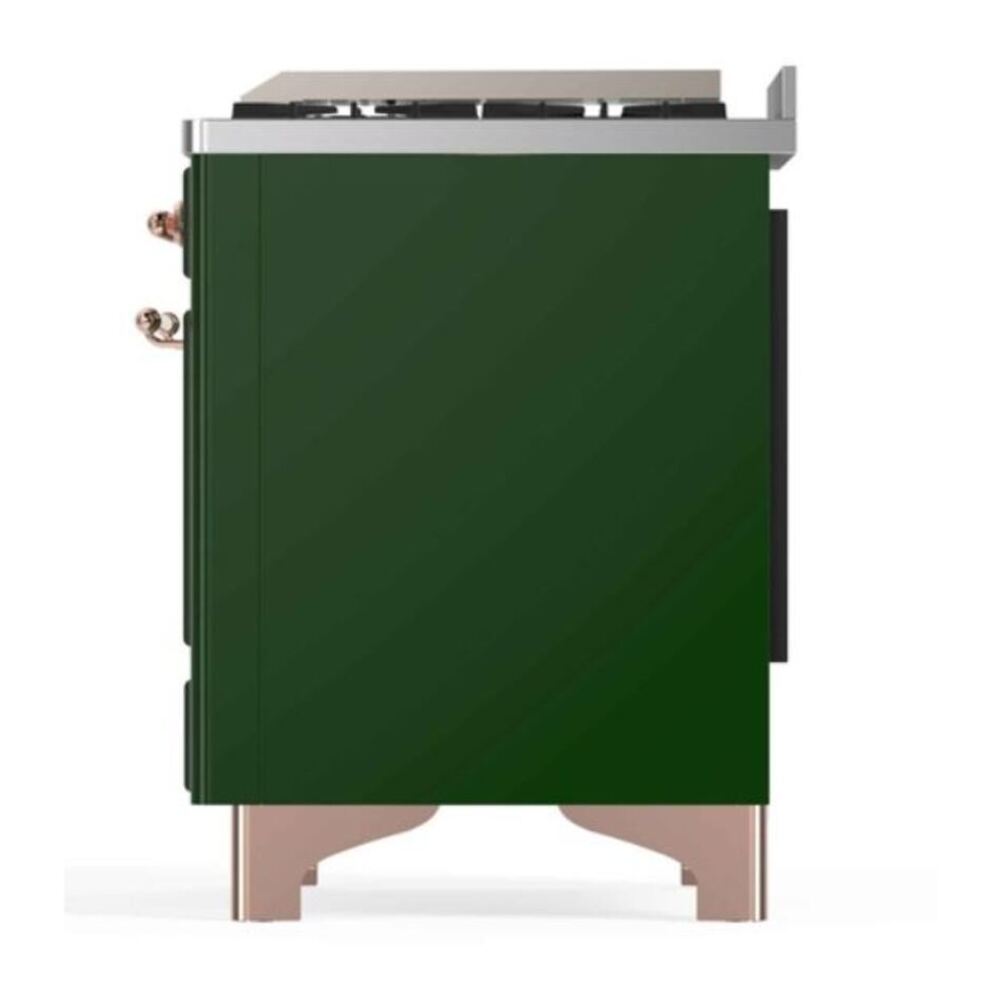 ILVE UM12FDNS3EGP Majestic II 48 inch Dual Fuel Range with 8 Black Brass Burners, Griddle (Natural Gas, Triple Glass Door, Emerald Green, Copper) 12 ILVE_UM12FDNS3EGP_Majestic_II_48"_Dual_Fuel_Range_Right_Angle