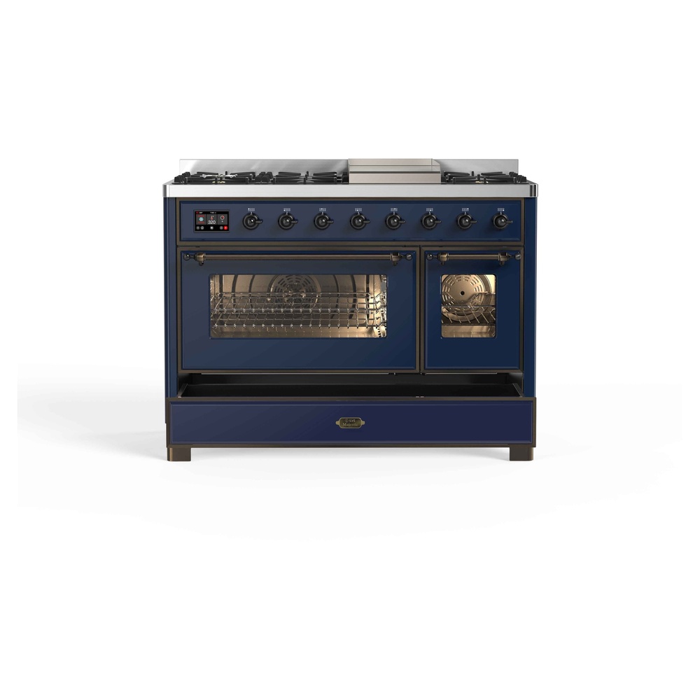 ILVE UM12F Majestic II 48 inch Dual Fuel Range with 8 Burners, Griddle